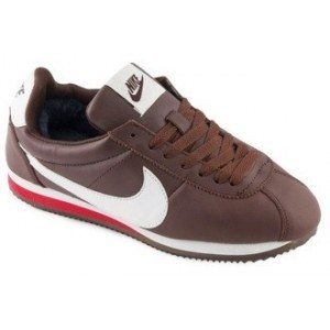 Зимние кроссовки Nike Cortez арт.003 коричневый/белый (brawn/white)