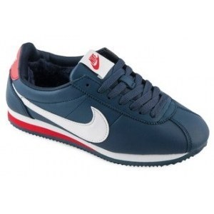 Зимние кроссовки Nike Cortez арт.005 т-синий/белый (dark blue/white)